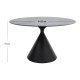 Τραπέζι Logan  sintered stone - μέταλλο χρώμα γκρι εφέ μαρμάρου - μαύρο Ø120x72εκ.