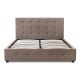 Κρεβάτι Iro  υφασμάτινο με αποθηκευτικό χώρο χρώμα μπεζ - καφέ 160x200εκ.