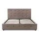 Κρεβάτι Iro  υφασμάτινο με αποθηκευτικό χώρο χρώμα μπεζ - καφέ 160x200εκ.