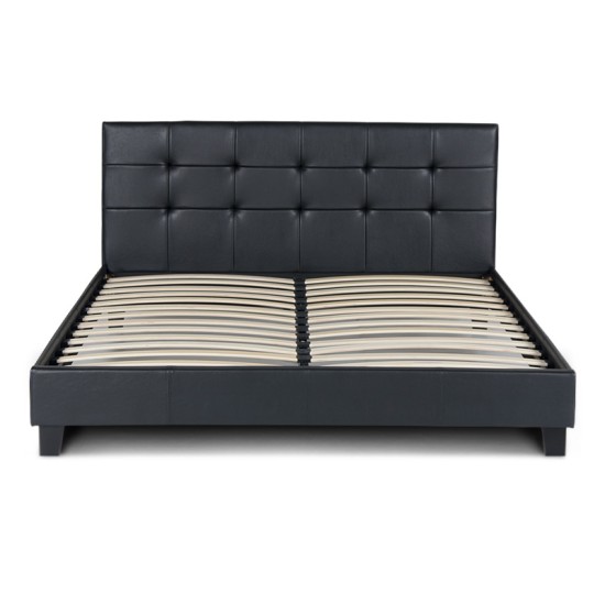 Κρεβάτι Sissy Megapap από τεχνόδερμα χρώμα μαύρο 160x200εκ. - 0224246