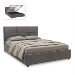 Κρεβάτι Kingston  βελούδινο με αποθηκευτικό χώρο χρώμα ανθρακί 160x200εκ.