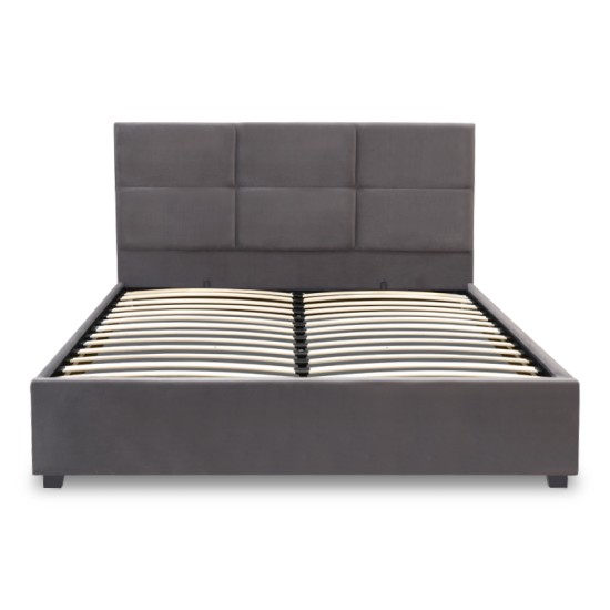 Κρεβάτι Kingston  βελούδινο με αποθηκευτικό χώρο χρώμα ανθρακί 160x200εκ.