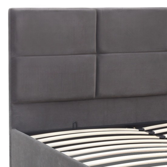 Κρεβάτι Kingston  βελούδινο με αποθηκευτικό χώρο χρώμα ανθρακί 160x200εκ.