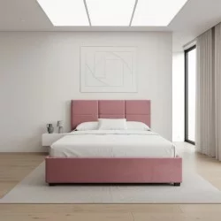 Κρεβάτι Kingston  βελούδινο με αποθηκευτικό χώρο χρώμα σάπιο μήλο 160x200εκ.