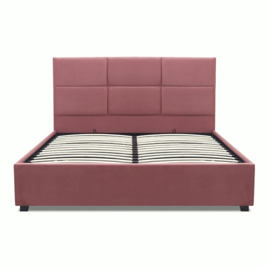Κρεβάτι Kingston  βελούδινο με αποθηκευτικό χώρο χρώμα σάπιο μήλο 160x200εκ.