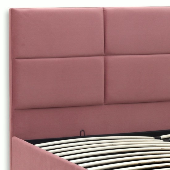 Κρεβάτι Kingston  βελούδινο με αποθηκευτικό χώρο χρώμα σάπιο μήλο 160x200εκ.