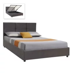 Κρεβάτι Kingston  βελούδινο με αποθηκευτικό χώρο χρώμα ανθρακί - καφέ 150x200εκ.
