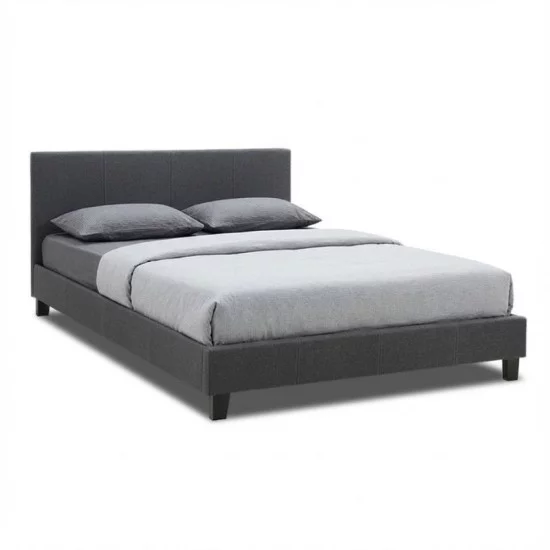 Κρεβάτι Flat  υφασμάτινο χρώμα ανθρακί 140x190εκ.