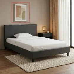 Κρεβάτι Flat  υφασμάτινο χρώμα ανθρακί 120x200εκ.