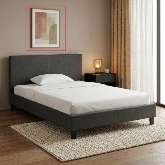 Κρεβάτι Flat  υφασμάτινο χρώμα ανθρακί 120x200εκ.