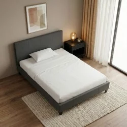 Κρεβάτι Flat  υφασμάτινο χρώμα ανθρακί 120x200εκ.