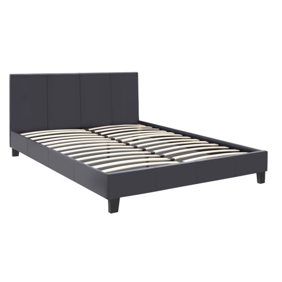 Κρεβάτι Flat από τεχνόδερμα χρώμα μαύρο ματ 160x200εκ. Κρεβάτι Flat από τεχνόδερμα χρώμα μαύρο ματ 160x200εκ.