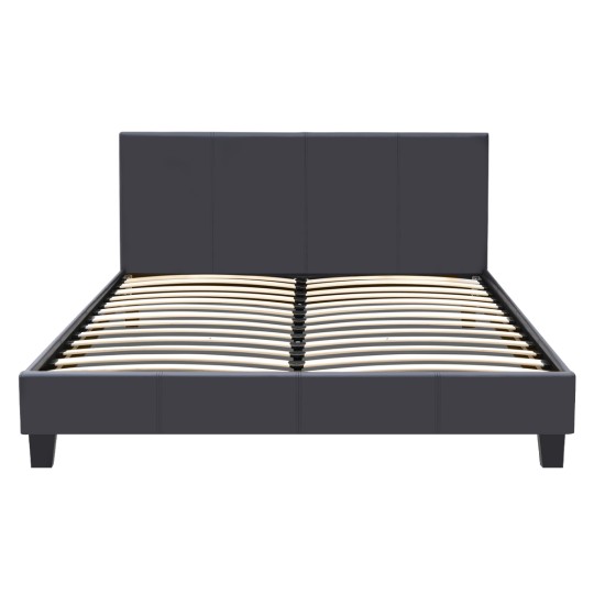 Κρεβάτι Flat από τεχνόδερμα χρώμα μαύρο ματ 160x200εκ. Κρεβάτι Flat από τεχνόδερμα χρώμα μαύρο ματ 160x200εκ.