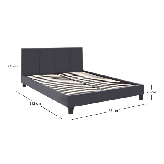 Κρεβάτι Flat από τεχνόδερμα χρώμα μαύρο ματ 160x200εκ. Κρεβάτι Flat από τεχνόδερμα χρώμα μαύρο ματ 160x200εκ.