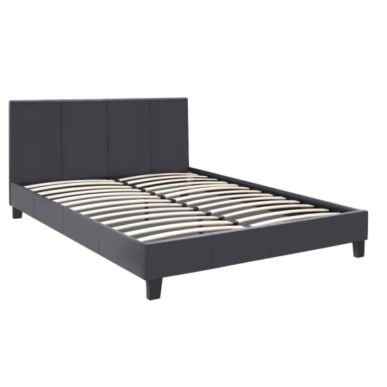 Κρεβάτι Flat  από τεχνόδερμα χρώμα μαύρο ματ 150x200εκ.