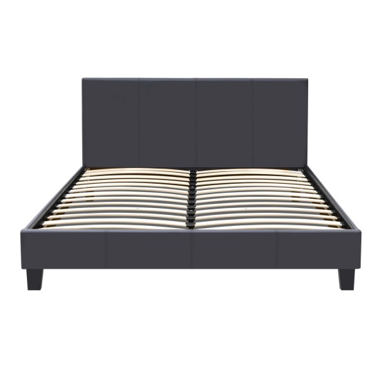 Κρεβάτι Flat  από τεχνόδερμα χρώμα μαύρο ματ 150x200εκ.