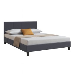 Κρεβάτι Flat  από τεχνόδερμα χρώμα μαύρο ματ 140x190εκ.