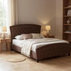 Κρεβάτι Alexia  υφασμάτινο χρώμα καφέ 160x200εκ.