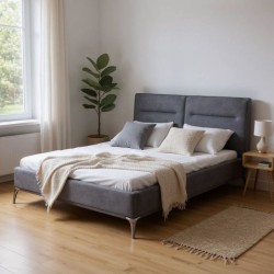 Κρεβάτι Megan  υφασμάτινο χρώμα ανθρακί 160x200εκ.