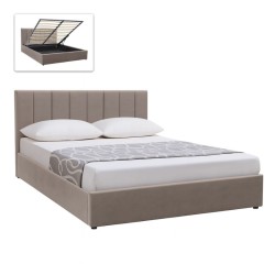 Κρεβάτι Renata  υφασμάτινο με αποθηκευτικό χώρο χρώμα μπεζ 160x200εκ.