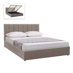 Κρεβάτι Renata  υφασμάτινο με αποθηκευτικό χώρο χρώμα μπεζ 160x200εκ.