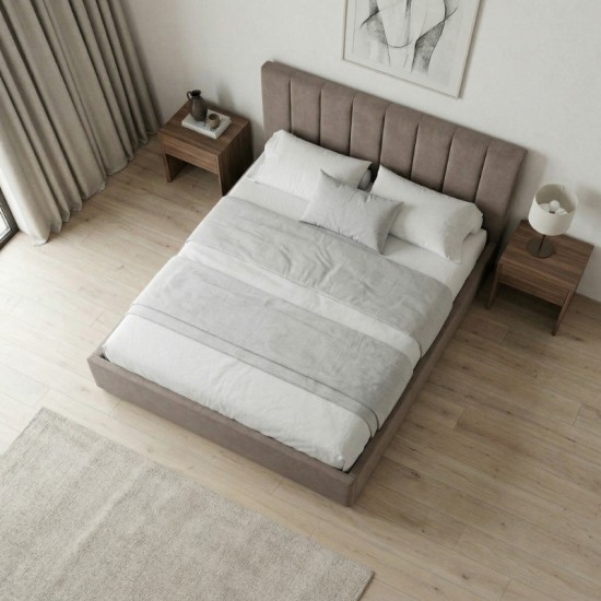 Κρεβάτι Renata  υφασμάτινο με αποθηκευτικό χώρο χρώμα μπεζ 150x200εκ.