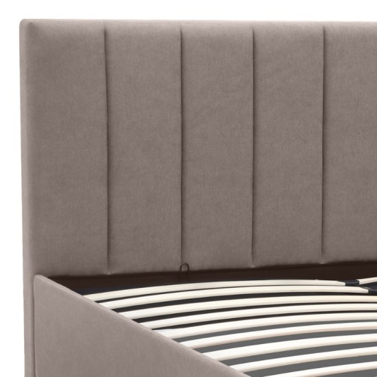 Κρεβάτι Renata  υφασμάτινο με αποθηκευτικό χώρο χρώμα μπεζ 150x200εκ.