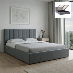 Κρεβάτι Renata  υφασμάτινο με αποθηκευτικό χώρο χρώμα γκρι 150x200εκ.