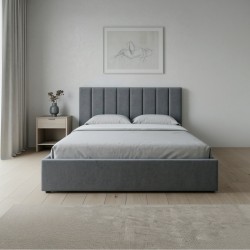 Κρεβάτι Renata  υφασμάτινο με αποθηκευτικό χώρο χρώμα γκρι 150x200εκ.