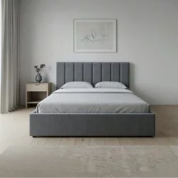 Κρεβάτι Renata  υφασμάτινο με αποθηκευτικό χώρο χρώμα γκρι 150x200εκ.