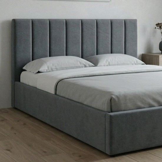 Κρεβάτι Renata  υφασμάτινο με αποθηκευτικό χώρο χρώμα γκρι 150x200εκ.