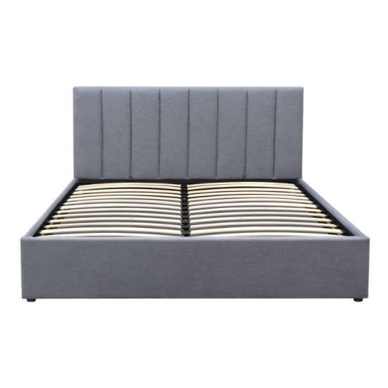 Κρεβάτι Renata  υφασμάτινο με αποθηκευτικό χώρο χρώμα γκρι 150x200εκ.