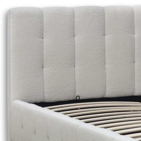 Κρεβάτι Norah  μπουκλέ ύφασμα με αποθηκευτικό χώρο χρώμα ivory 160x200εκ.