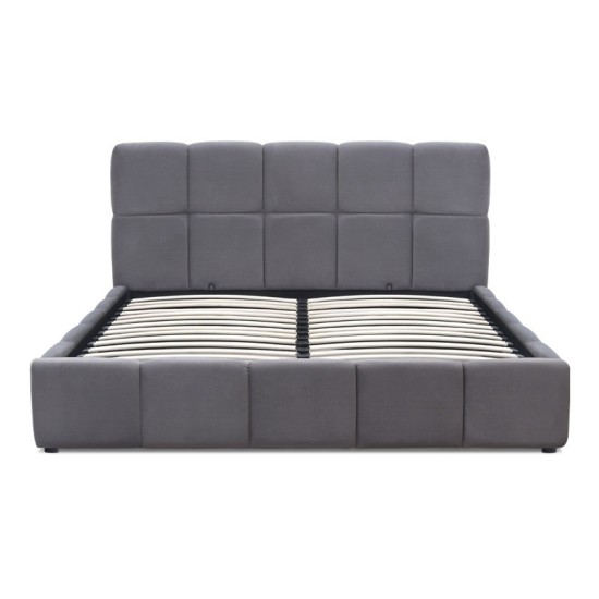 Κρεβάτι Elora  βελούδινο με αποθηκευτικό χώρο χρώμα γκρι 160x200εκ.