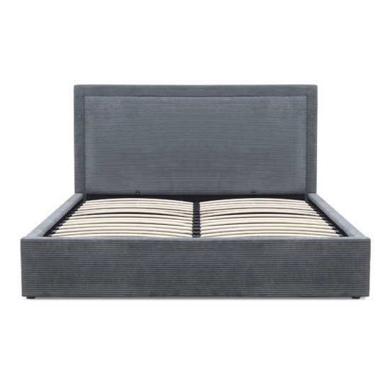Κρεβάτι Velar  υφασμάτινο με αποθηκευτικό χώρο χρώμα γκρι 160x200εκ.