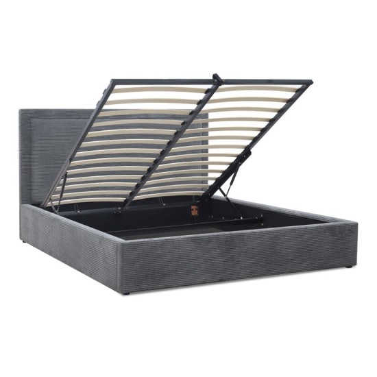 Κρεβάτι Velar  υφασμάτινο με αποθηκευτικό χώρο χρώμα γκρι 160x200εκ.