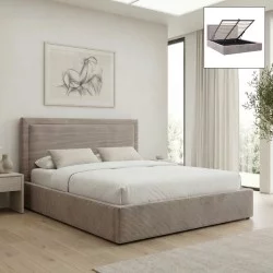 Κρεβάτι Velar  υφασμάτινο με αποθηκευτικό χώρο χρώμα μόκα 160x200εκ.