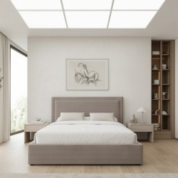 Κρεβάτι Velar  υφασμάτινο με αποθηκευτικό χώρο χρώμα μόκα 160x200εκ.