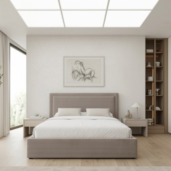 Κρεβάτι Velar  υφασμάτινο με αποθηκευτικό χώρο χρώμα μόκα 160x200εκ.