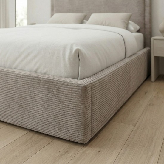 Κρεβάτι Velar  υφασμάτινο με αποθηκευτικό χώρο χρώμα μόκα 160x200εκ.