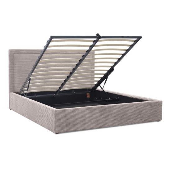 Κρεβάτι Velar  υφασμάτινο με αποθηκευτικό χώρο χρώμα μόκα 160x200εκ.