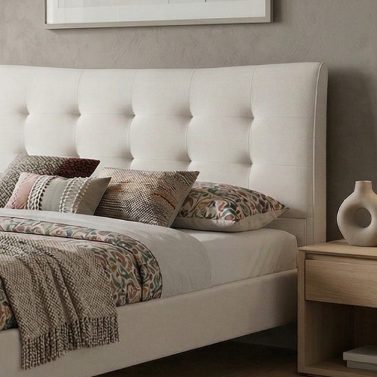 Κρεβάτι Mirel  υφασμάτινο χρώμα ανοιχτό μπεζ 160x200εκ.