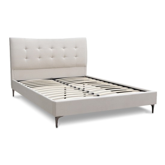 Κρεβάτι Mirel  υφασμάτινο χρώμα ανοιχτό μπεζ 160x200εκ.