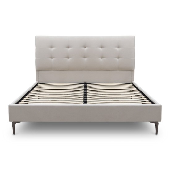 Κρεβάτι Mirel  υφασμάτινο χρώμα ανοιχτό μπεζ 160x200εκ.