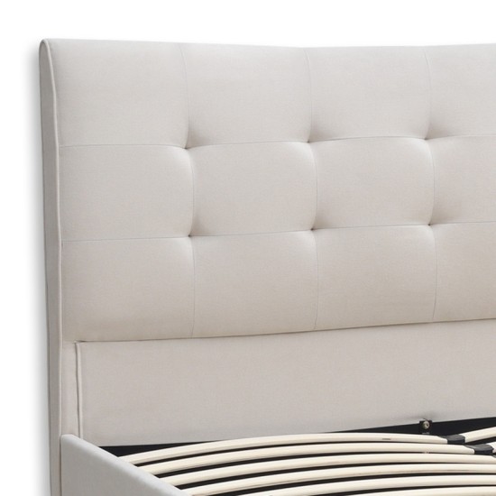 Κρεβάτι Mirel  υφασμάτινο χρώμα ανοιχτό μπεζ 160x200εκ.