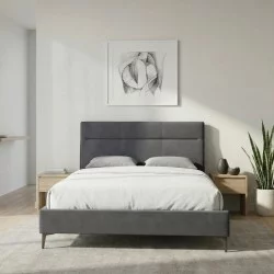 Κρεβάτι Marvel  υφασμάτινο χρώμα ανθρακί 160x200εκ.