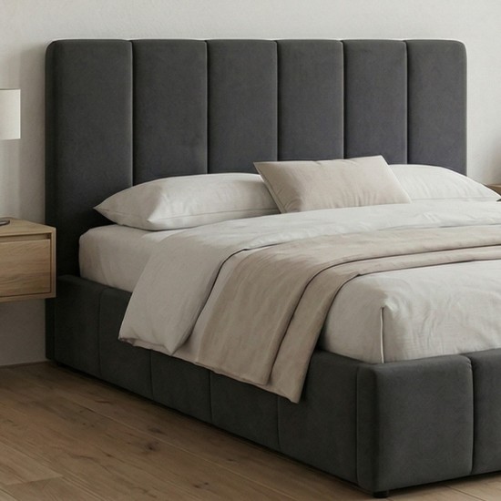 Κρεβάτι Nival  υφασμάτινο με αποθηκευτικό χώρο χρώμα ανθρακί 160x200εκ.