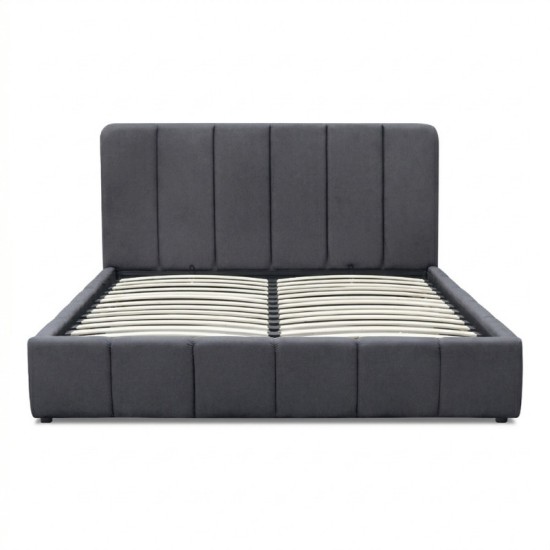 Κρεβάτι Nival  υφασμάτινο με αποθηκευτικό χώρο χρώμα ανθρακί 160x200εκ.