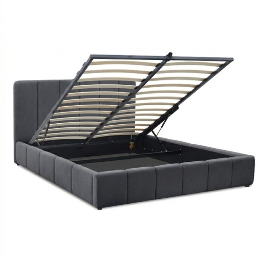 Κρεβάτι Nival  υφασμάτινο με αποθηκευτικό χώρο χρώμα ανθρακί 160x200εκ.