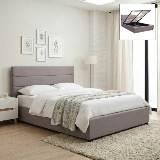 Κρεβάτι Olmo  βελούδινο με αποθηκευτικό χώρο χρώμα γκρι 150x200εκ.